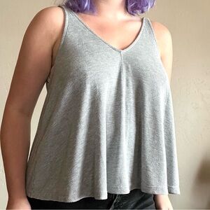Intimately by Free People drapey light grey ribbed v neck tank top